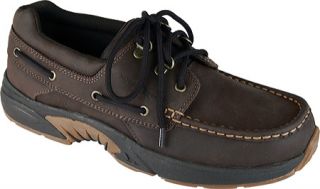 Mens Rugged Shark Atlantic   Dark Brown Crazy Horse Leather Moc Toe Shoes