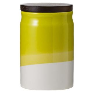 Threshold Ceramic Dipped Paint Small Food Canister with Wood Lid   Lime Spritz