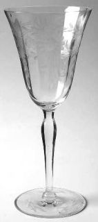 Unknown Crystal Unk8260 Water Goblet   Gray Cut Floral/Swags,Optic