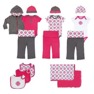 Yoga Sprout Newborn Girls 15 Piece Delux Gift Set   Grey/Pink 3 6 M