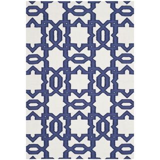 Transitional Handwoven Moroccan Dhurrie Ivory Wool Rug (4 X 6)