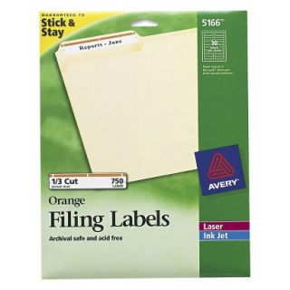 Avery Laser/Inkjet Permanent Adhesive Filing Labels   Orange (750 Per Pack)