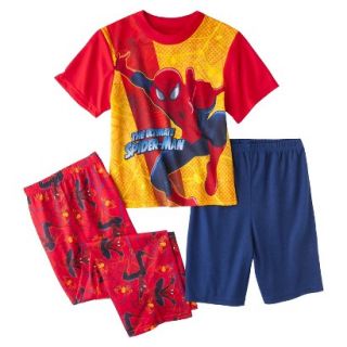 Spider Man Boys 3 Piece Short Sleeve Pajama Set   Red 4