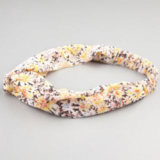 Daisy Print Knotted Headband Black/Yellow One Size For Women 240298928