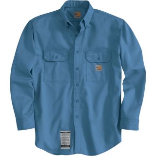 Carhartt Flame Resistant Twill Shirt with Pocket Flap   Blue, X Large, Tall