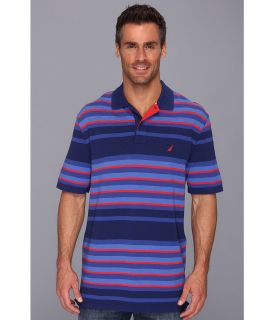 Nautica S/S Bold Stripe Polo Mens Short Sleeve Pullover (Blue)