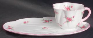 Shelley Bridal Rose (Dainty Shape) Snack Plate & Cup Set, Fine China Dinnerware