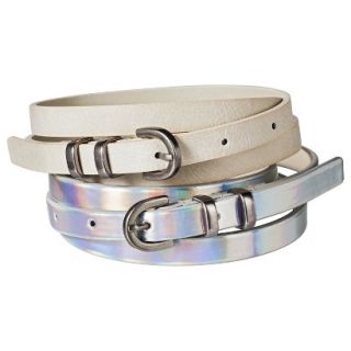 Mossimo Supply Co. Two Pack Skinny Belt   White/Holographic S