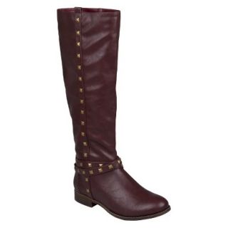 Womens Bamboo By Journee Studded Round Toe Boots   Bordeaux 9