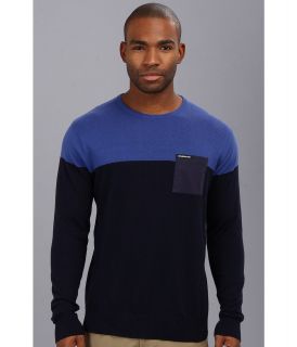 Members Only Color Block Pullover Sweater Mens Sweater (Navy)