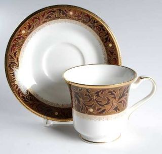 Noritake Xavier Gold Footed Cup & Saucer Set, Fine China Dinnerware   Masters,Bo