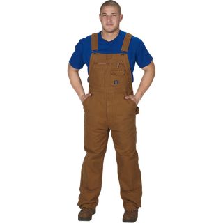 Key Unlined Duck Bib Overall   Saddle, 46 Inch Waist x 30 Inch Inseam, Model