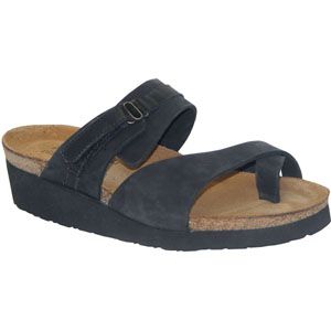 Naot Womens Jessica Black Nubuck Black Shiny Sandals, Size 42 M   4266 869