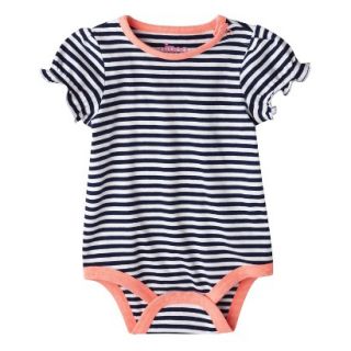 Circo Newborn Infant Girls Short sleeve Striped Bodysuit   Navy 3 6 M