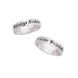 Sterling Silver Personalized Always Sisters Forever Friends Sentiment Ring   9