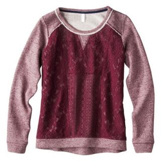 Xhilaration Juniors Lace Front Sweatshirt   Wine M(7 9)