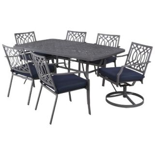Outdoor Patio Furniture Set Threshold 7 Piece Navy Blue Aluminum Rectangular,