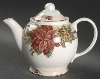 222 Fifth (PTS) Yuletide Celebration Tea/Coffee Pot & Lid, Fine China Dinnerware