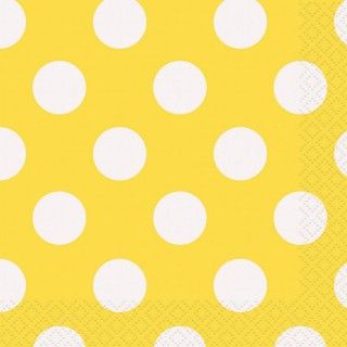 Yellow and White Dots Beverage Napkins (16)