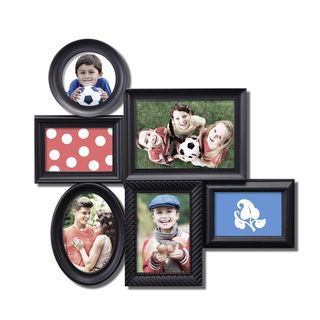 Adeco 6 opening Black Plastic Wall Hanging Collage Picture Photo Frame Black Size 4x6