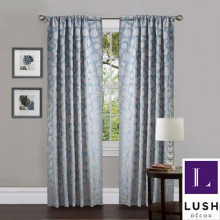 Lush Decor Blue Polyester 84 inch Orbit Curtain Panel Pair