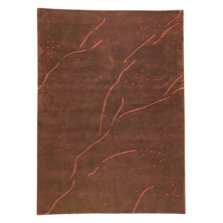 Hand knotted Indotibetan Path Abstract Brown Rug (46 X 66)