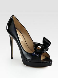 Valentino Couture Patent Leather Bow Platform Pumps