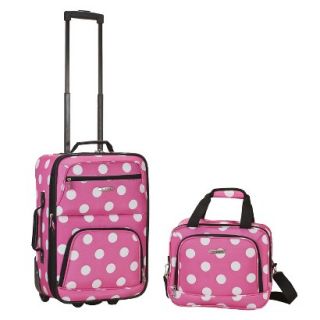 Rockland 19 Rolling Carry On with Tote   Pink Dot