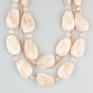 Large Marble Stone Necklace Ivory One Size For Women 234622160