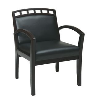 OSP Designs Leg Chair with Black Faux Leather Seat and Wood Crown Back WD164 