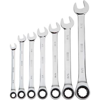 Klutch Ratcheting Wrench Set   7 Pc., SAE 5/16 Inch 3/4 Inch