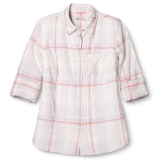 Merona Womens Favorite Button Down Gauze Shirt   Spring Lilac/Moxie Peach   L