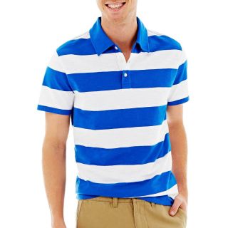 Rugby Striped Jersey Polo Shirt, Blue, Mens