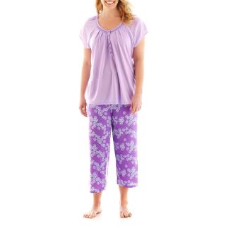 Earth Angels Pajama Set   Plus, Lilac Floral, Womens