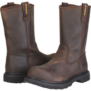 CAT Steel Toe Revolver Wellington Boot   Dark Brown, Size 10, Model P89516