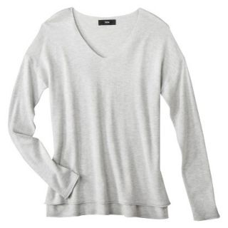 Mossimo Petites Long Sleeve V Neck Pullover Sweater   Gray XXLP
