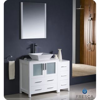 Fresca Fresca Torino 42 inch White Modern Bathroom Vanity With Side Cabinet And Vessel Sink White Size Single Vanities