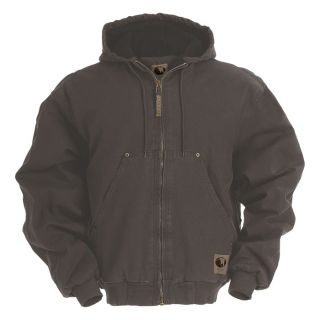 Berne Original Washed Hooded Jacket   Quilt Lined, Gray, 2XL, Model HJ375