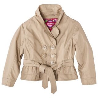 Dollhouse Infant Toddler Girls Ruffled Trench Coat   Khaki 3T