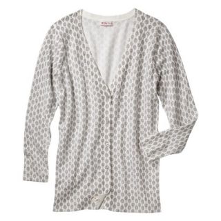 Merona Petites 3/4 Sleeve V Neck Cardigan Sweater   Gray Print MP