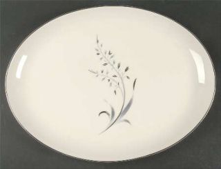 Pickard Avena 15 Oval Serving Platter, Fine China Dinnerware   Gray/Platinum Wh