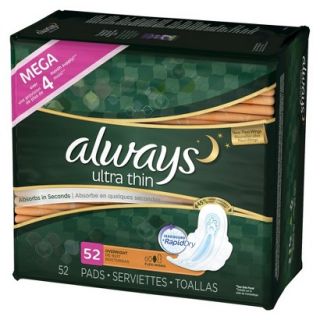 Always Ultra Thin Overnight Pads   52 Count
