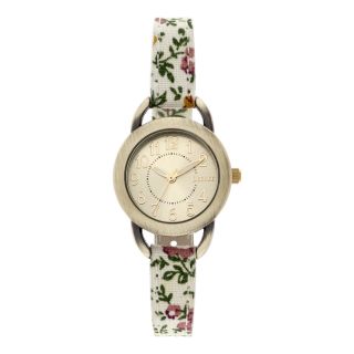 Decree Womens Flower Print Strap Watch, Red