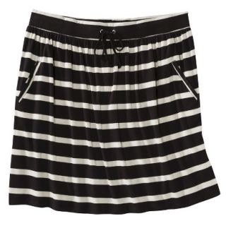 Merona Womens Plus Size Front Pocket Knit Skirt   Black/Cream 1