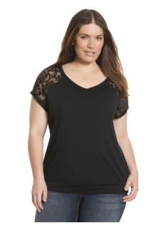 Lane Bryant Plus Size Lace sleeve banded bottom top     Womens Size 18/20,
