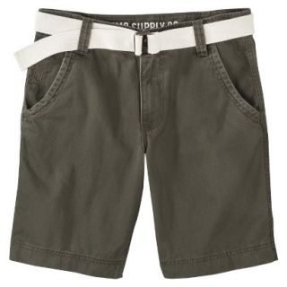 Mossimo Supply Co. Mens Belted Flat Front Shorts   Muddied Basil 28