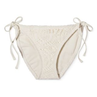 Xhilaration Juniors Crochet Side Tie Swim Bottom  Cream XL