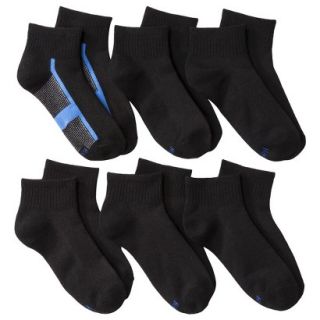 Hanes Boys 6 Pack Ankle Socks   Black M