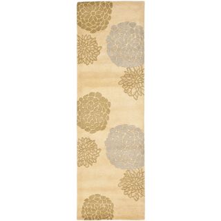 Handmade Soho Botanical Beige New Zealand Wool Rug (26 X 10)