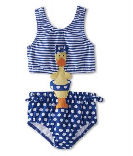 le top Darling Ducks Stripe Dot Monokini Darling Duck Floaty Girls Swimsuits One Piece (Blue)